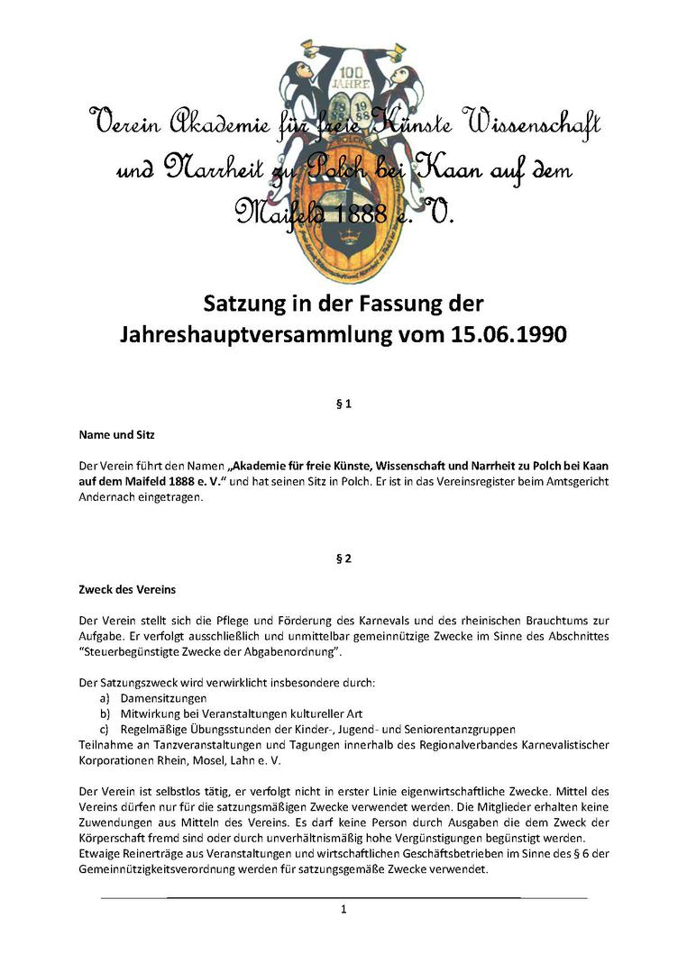 Verein Akademie Polch e. V. Satzung Verein Akademie Polch e. V. Satzung